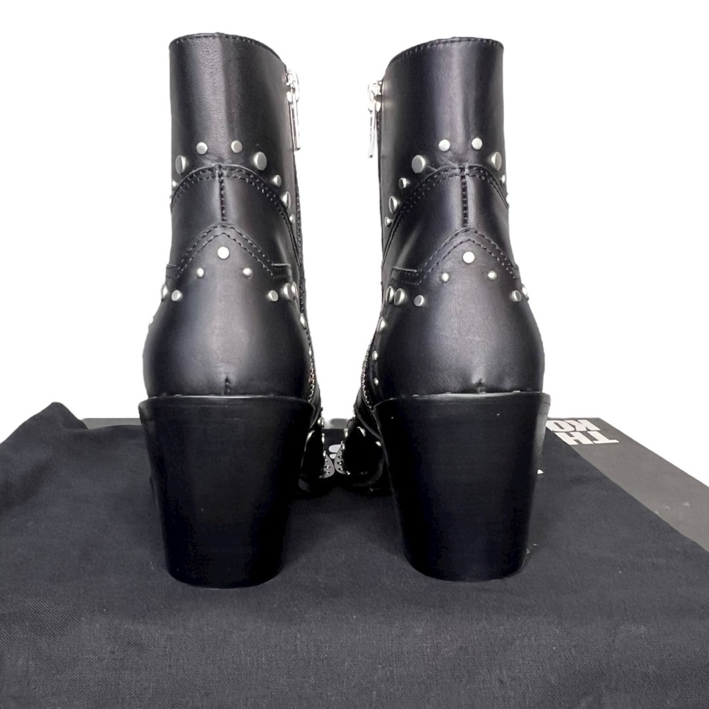 The Kooples Women’s Leather Santiag Studded Black Ankle Booties FR37 US 6 nwt - Picture 6 of 11